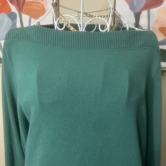 LOFT Teal Boatneck Sweater- super soft! - Picture 2 of 5